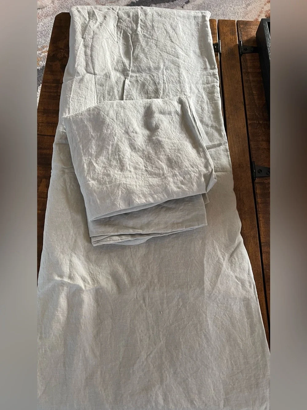 NWT Quince European Linen 3 Piece Duvet Cover Set, King/Cal King (Mist)